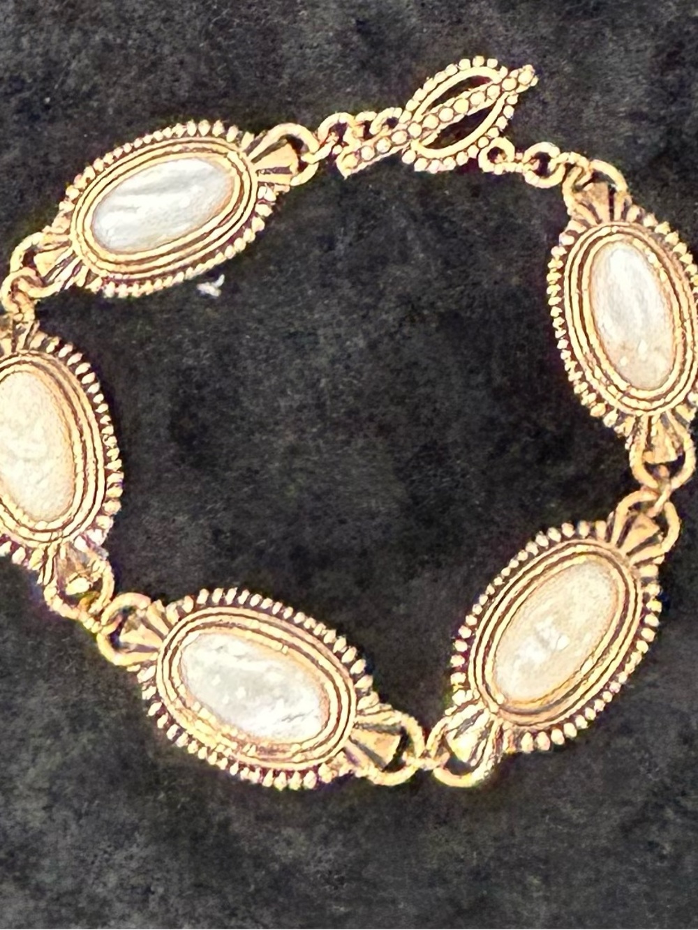 Barse Bronze Oval Mother of Pearl Link Bracelet - Women Jewelry